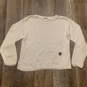 White Button Pocket Sweater